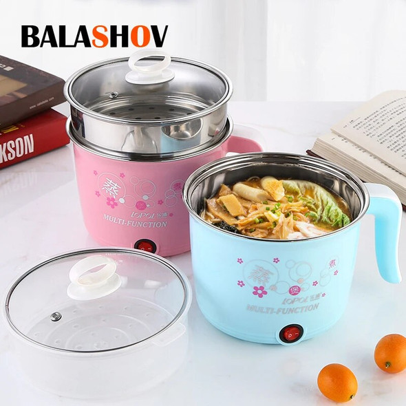 Multifunction Electric Cooker Hot Pot 1-2 People Heating Pan Multi Ramen Pot Machine Mini Rice Cook Kitchen Appliance Korea 220V