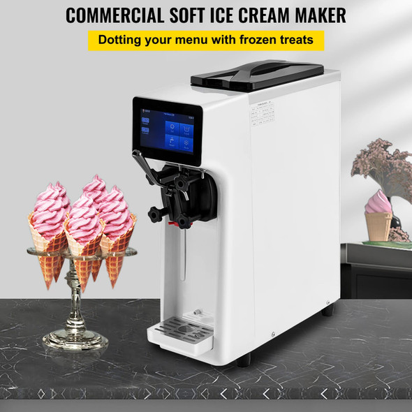 VEVOR Commercial Ice Cream Maker 1000W Countertop Soft Serve Machine w/ 4.5L Hopper 1.6L Cylinder, Touch Screen ,Cafe Snack Bar