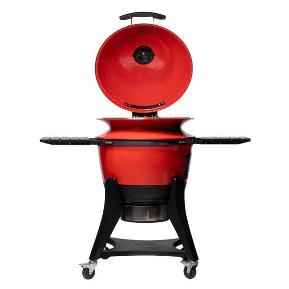 Kamado Joe Kettle Joe 22 In. Charcoal Grill In Red with Hinged Lid, Cart, and Side Shelves