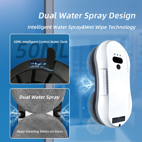 MILA Window Cleaning Robot with Dual Water Spray Electric Washer for Glass Washing Robotic Vacuum Cleaner Smart Home Appliance