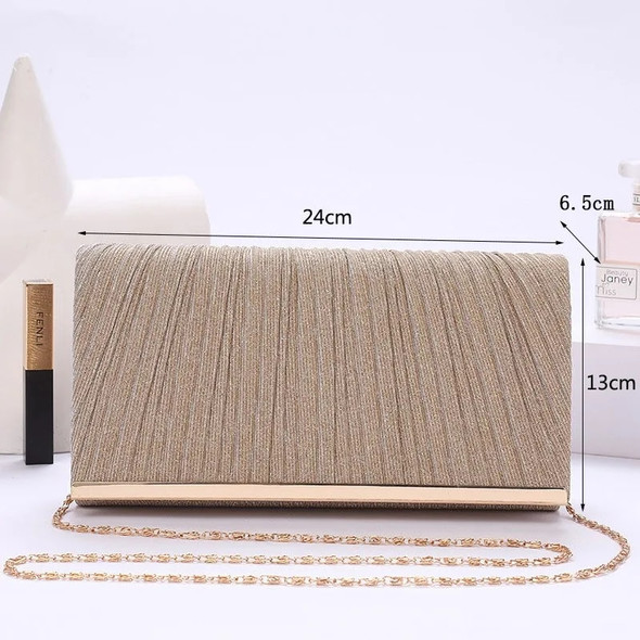 Women's Pleated Sequin Evening Clutch Bag Wedding Purse Bride Handbag Chain Crossbody Bag For Banquet Party Dinner Bag