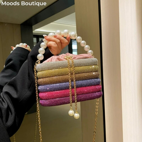 MOODS Luxury Evening Purses For Women Dazzling Pearl Beads Chain Crossbody Bag Dinner Party Clutch 2023 Luxury Designer Handbags