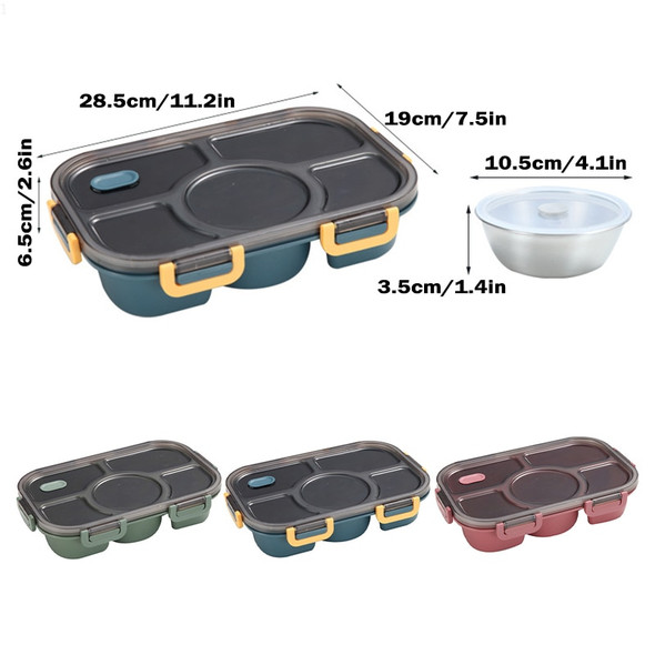 1PC Microwave Divided Plate Lunch Box with 5 Compartments Portable Bento Case Separate Dinning Food Tray for Student Office