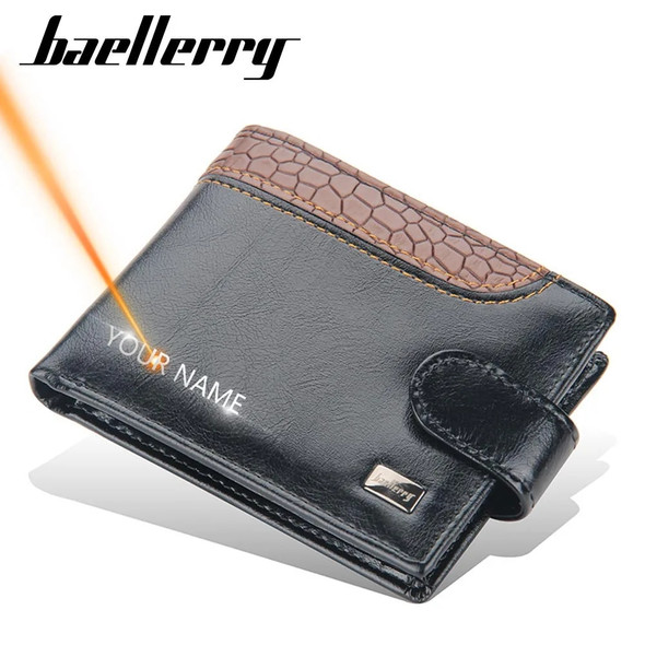 2023 Hasp Men Wallets Free Name Customized Card Holder Short Male Purse Crocodile Pattern High Quality PU Leather Wallet For Men