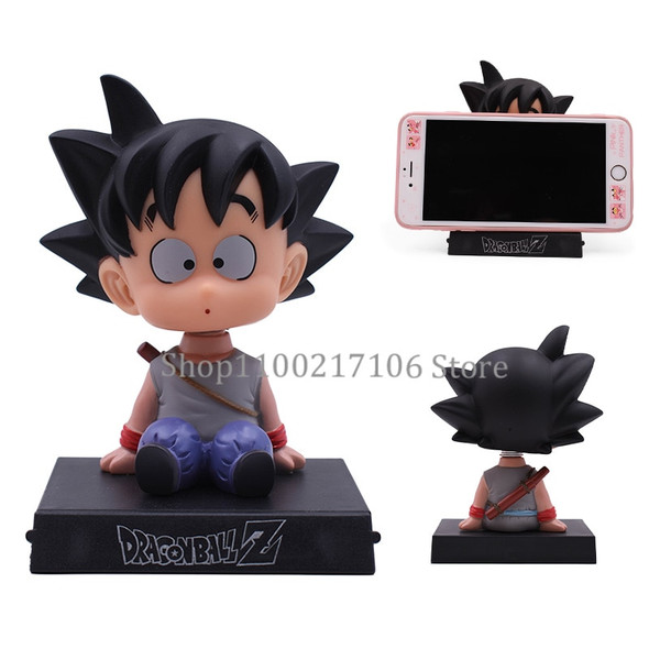Anime Dragon Ball Z Son Goku Kuririn Shaking Head Doll PVC Action Figure Phone Bracket Car Decoration Figurine Model Toy Gifts
