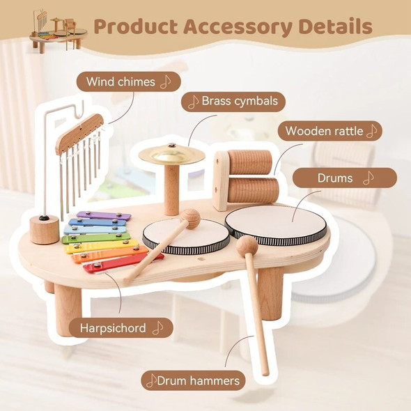 Baby Wooden Montessori Toys Music Rattle Bandstand Musical Instruments Removable Set Mobile Drum Children Puzzle Education Toys