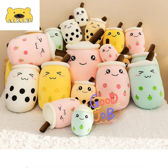 Boba Plushie Kawaii Room Deco Bubble Tea Plush Toy Kawaii Plush Stuffed Animal Cute Food Milk Tea Soft Hug Cushion Birthday Gift