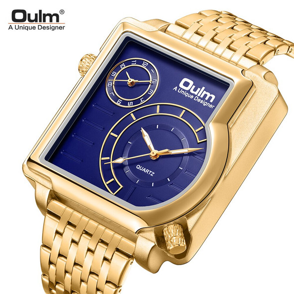 OULM 5122 Luxury Men's Watches Stainless Steel Golden Band Fashion Waterproof Quartz Watch For Man Clock Reloj Hombre