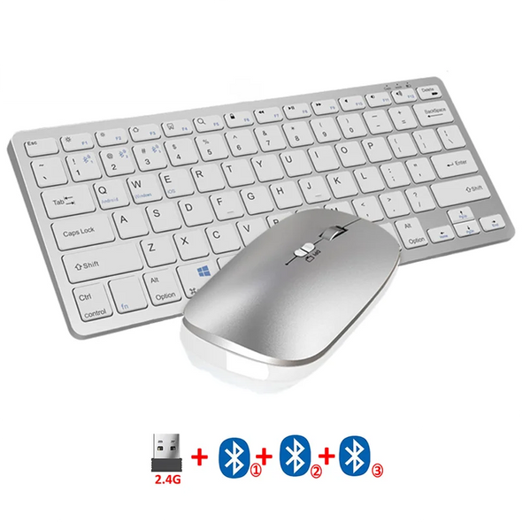 JOMAA 2.4G+Bluetooth Wireless Keyboard Mouse Combo Rechargeable Mini Multimedia Bluetooth Keyboard Mouse Set for Laptop PC JOMAA 2.4G+Bluetooth Wireless Keyboard Mouse Combo Rechargeable Mini Multimedia Bluetooth Keyboard Mouse Set for Laptop PC
