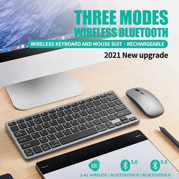 Bluetooth 5.0 & 2.4G Wireless Keyboard and Mouse Combo Mini Multimedia Keyboard Mouse Set For Laptop PC TV iPad Macbook Android Bluetooth 5.0 & 2.4G Wireless Keyboard and Mouse Combo Mini Multimedia Keyboard Mouse Set For Laptop PC TV iPad Macbook Android
