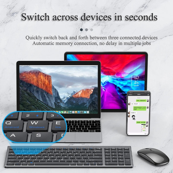 Wireless Bluetooth Keyboard Three-mode Silent Full-size Keyboard and Mouse Combo Set for Notebook Laptop Desktop PC Tablet