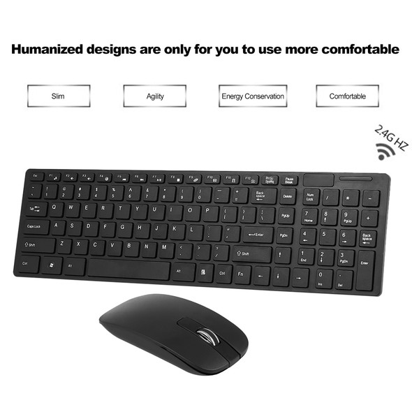 K-06 2.4G Wireless Keyboard and Mouse Combo Computer Keyboard with Mouse Plug and Play for Laptop