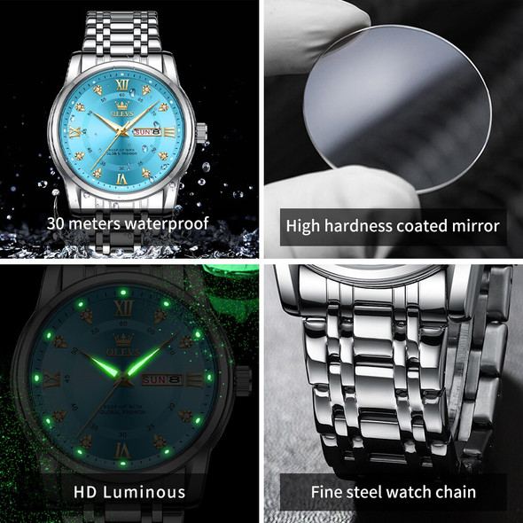 OLEVS TY712 New Exclusive Quartz Watch For Men Waterproof Luminous Luxury Men's Watches Dual Calendar Diamond Dial Wristwatch