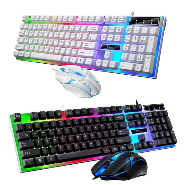 10Pcs RGB Gaming Keyboard Gamer Keyboard And Mouse Kit Ergonomic Wired Mechanical Keyboard + Mouse Combo 104 Key