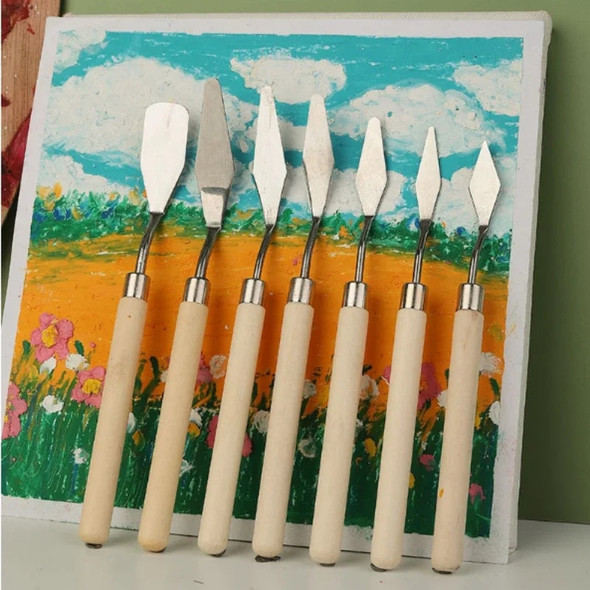 7Pcs/Set Stainless Steel Oil Painting Knives Artist Crafts Spatula Palette Knife Oil Painting Mixing Knife Scraper Art Tools