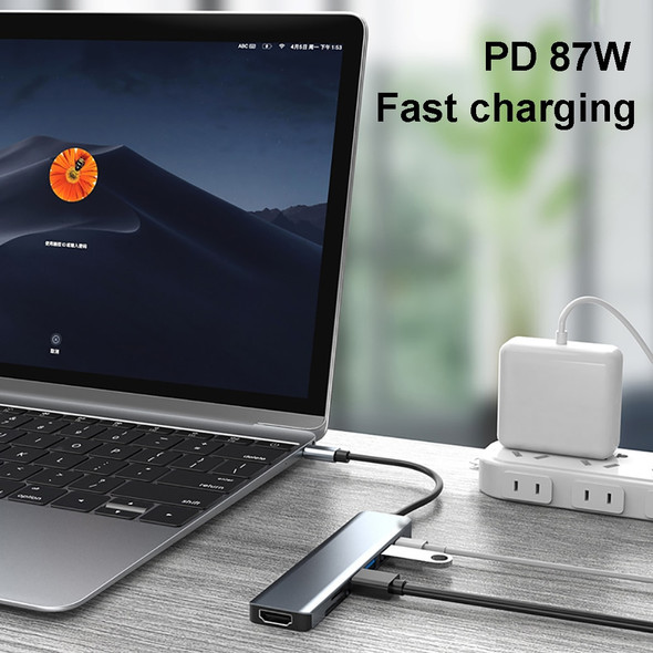 7-in-1 USB C Docking Station 4K HDMI-compatible Adapter USB 3.0 HUB TYPE C to HDMI PD 87W USB C Splitter for Laptop Macbook Pro 7-in-1 USB C Docking Station 4K HDMI-compatible Adapter USB 3.0 HUB TYPE C to HDMI PD 87W USB C Splitter for Laptop Macbook Pro