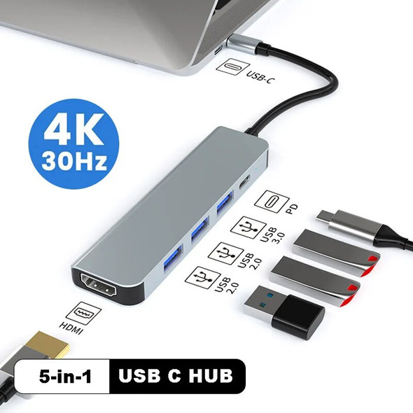USB C HUB Type C Docking Station USB Splitter 4K 30Hz USB 3.0 HUB USB C to HDMI-compatible Adapter For Laptop Macbook Air USB C HUB Type C Docking Station USB Splitter 4K 30Hz USB 3.0 HUB USB C to HDMI-compatible Adapter For Laptop Macbook Air