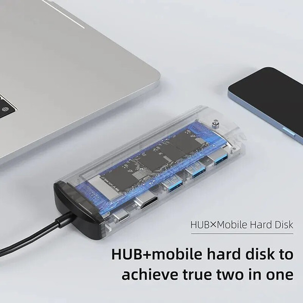6 in 1 M.2 SSD HUB USB C Dock Station with Disk Storage Function USB 3.0 Type C to HDMI-Compatible Laptop For Macbook Laptop Pc