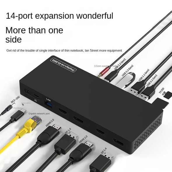 Typec Docking Station DisplayLink Dual HDMI Dual DP HD 4k60hz Converter 14-in-1MAC Different Display