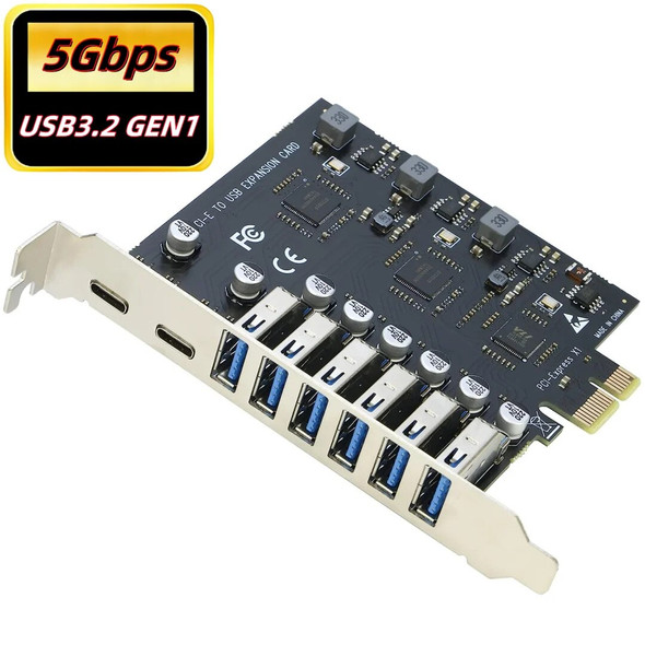 10pc PCI-E to USB Type C Expansion Card 5Gbps PCIE to Type-C Type-A USB 3.2 HUB USB 3.0 Converter Card Self Powered Adapter
