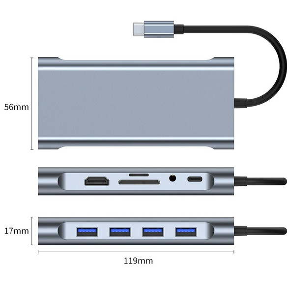 20pc 10 11 in 1 Type C to HDMI VGA PD RJ45 100M Gigabit Multiport Laptop Docking Station Type-C USB 3.0 Hub Expansion dock Adapt