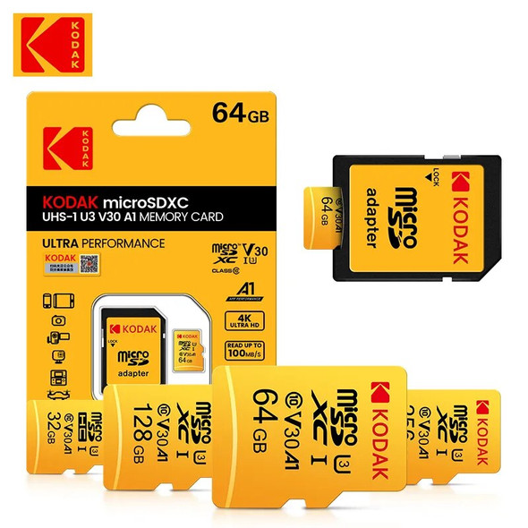 Original Kodak U3 micro sd card 32GB 64GB SDHC 128GB 256GB SDXC class 10 Flash Memory Card C10 microsd tf card with sd adapter