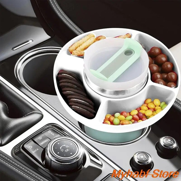 Reusable Snack Bowl for 40 OZ Stanley Cup Accessories Food Grade Silicone Snack Tray Snack Ring with 4 Compartments Container