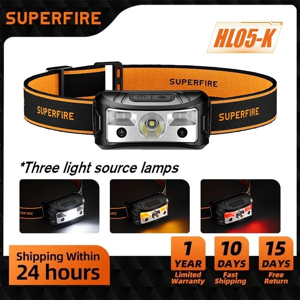 SUPERFIRE 8 Modes Handfress Motion Sensor Powerful LED Headlight White/Yellow/Red Light Head Lamp Flashlight Torch For Camping