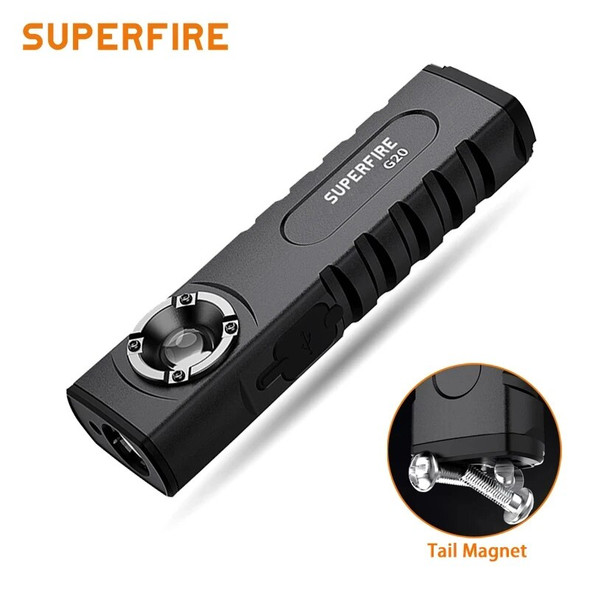 SUPERFIRE LED Emergency Floodlight USB C Rechargeable Led Flashlight Power Bank Hand Torch Magnet Flashlights Laser Work Light