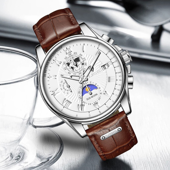 New LIGE Men's Watches Top Brand Luxury Men Wrist Watch Man Leather Quartz Watch Sports Waterproof Male Clock Relogios Masculino