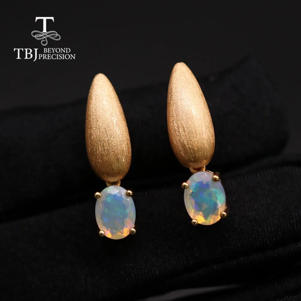 TBJ, New Natural Ethiopia Opal Jewelry Set oval 6*8mm Ring and earring 925 sterling silver fine jewelry women's wife nice gift