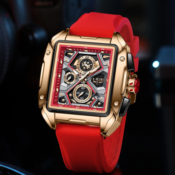 New LIGE Top Brand Men's Watches Luxury Square Quartz Wristwatch Waterproof Luminous Chronograph Watch For Men Date Clock +BOX