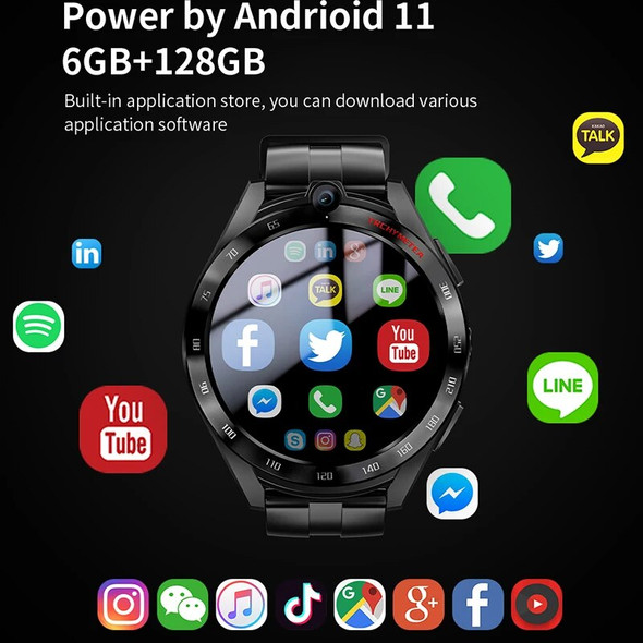 4G Smart Watch Phone 1.6'' Android11 Wifi GPS Men Watch Heart Rate Monitor 6G+128G Smartwatches 2MP+8MP Dual Camera for Phone