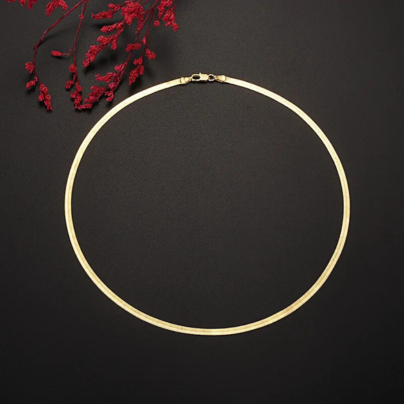 New in Gold 24 k 18/20/22/24 Inch 4MM Blade Men Women's Chain Necklace Luxury Designer Jewelry Free Shipping PABEYN Jewellery