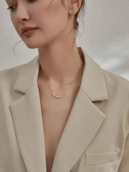 Titanium With 18 K Gold Real Fresh Water Pearl Choker Necklaces Women Jewelry Punk Party Designer Club Cocktail Party Japan