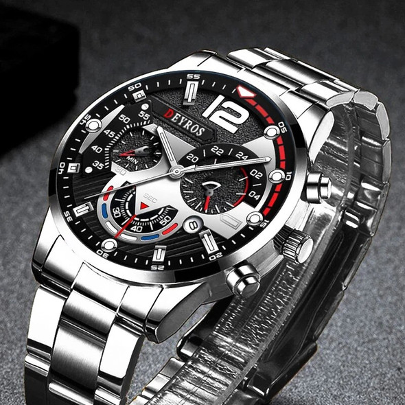 Fashion Men’s Stainless Steel Watches Luxury Quartz Wristwatch Calendar Luminous Clock Men Business Casual Watch