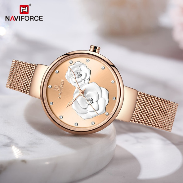 NAVIFORCE Rose Gold Women‘s Luxury Wrist Watch Quartz Steel Band Waterproof Original Clock Elegant Watch Famale Relogio Feminino