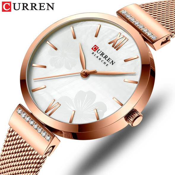 CURREN Watches Women's Simple Fashion Quartz Watch Ladies Wristwatch Charm Bracelet Stainless Steel Clock relogios feminino