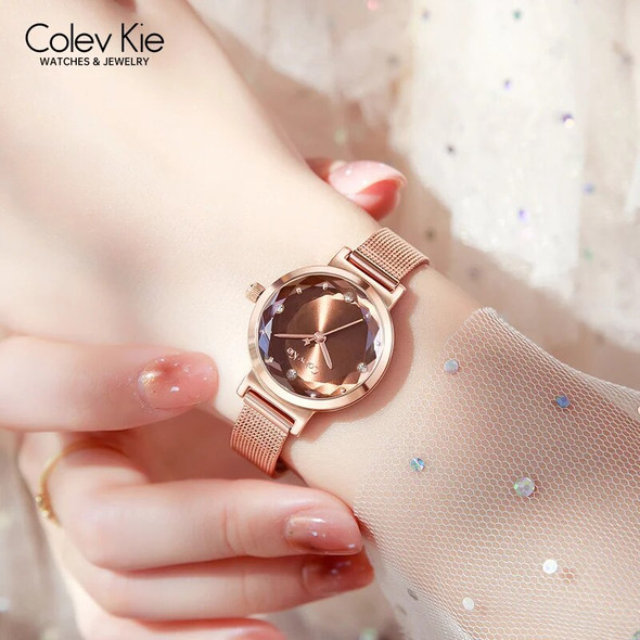 Colev Kie Women‘s Watch Rhinestone WristWatch Fashion luxury Ladies Leather Watch Clock for Women Relogio Feminino Montre Femme