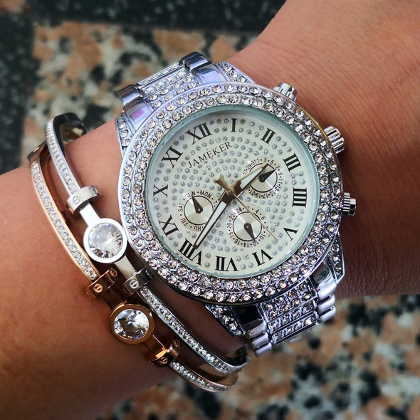 Reloj Mujer Sterling Silver Watch Women Diamond Watches Ladies Wrist Watch Stainless Steel Waterproof Clock Women's Wristwatches