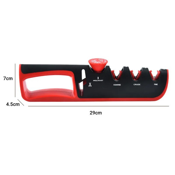 Kitchen Facilitative Sharpener Tool Angle Adjustable Five In One Knife Sharpener Black Red Professional