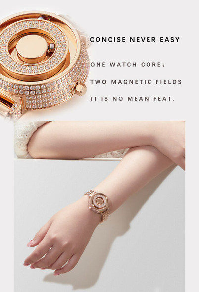 EUTOUR Diamond Magnetic Ball Women Ladies Watches Luxury Fashion Rose Gold Watch for Woman Casual Waterproof Quartz Watch 2021