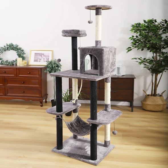 H165cm Pet Cat Tree House Condo Toy Scratching Post for Cats Wood Climbing Tree Cat Tree Towers Furniture Fast Domestic Delivery