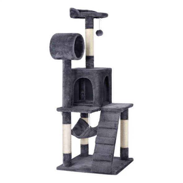 SmileMart 51" Cat Tree with Hammock and Scratching Post Tower, Dark Gray cat house cat toys cat tower SmileMart 51" Cat Tree with Hammock and Scratching Post Tower, Dark Gray cat house cat toys cat tower