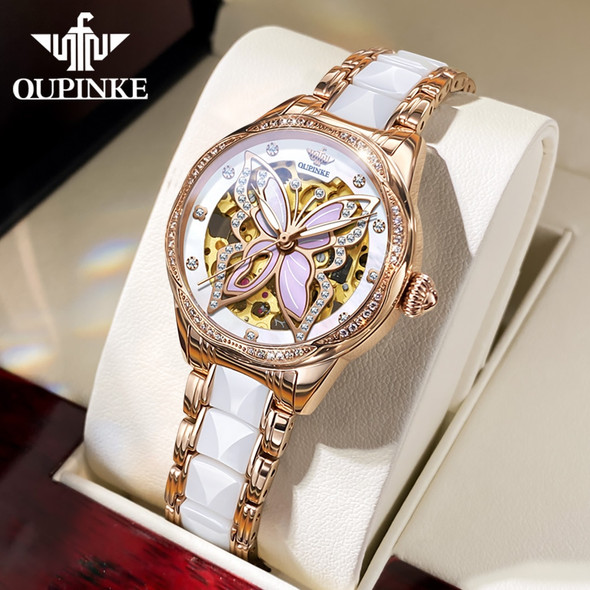 OUPINKE Brand Luxury Automatic Watch for Women Diamond Skeleton Sapphire Crystal Bracelet Set Ceramic Mechanical Ladies Watches OUPINKE Brand Luxury Automatic Watch for Women Diamond Skeleton Sapphire Crystal Bracelet Set Ceramic Mechanical Ladies Watches