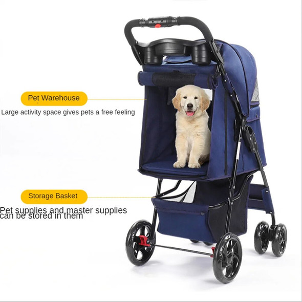 Folding Type Small Dog Stroller with Carrier Lightweight Portable Pet Trolley for Cats and Dogs To Carrying 15KG SP02