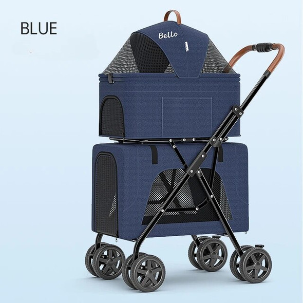 Detachable 2 Layer Pet Stroller Portable Cat Cage Foldable Dog Trolley Cat Carrier Dog Stroller Load Bearing 20kg Dog Carrier