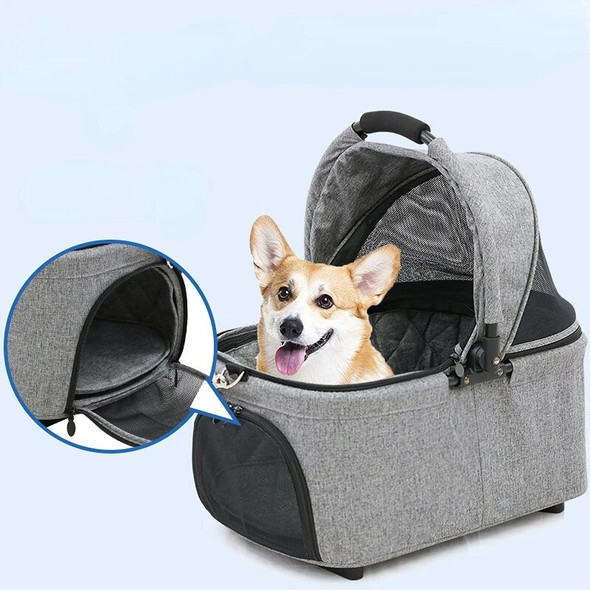 Luxury Pet Stroller Carrier For Dogs Detachable Foldable Portable Transportation Breathable Windproof Cat And Dog Four Wheeled