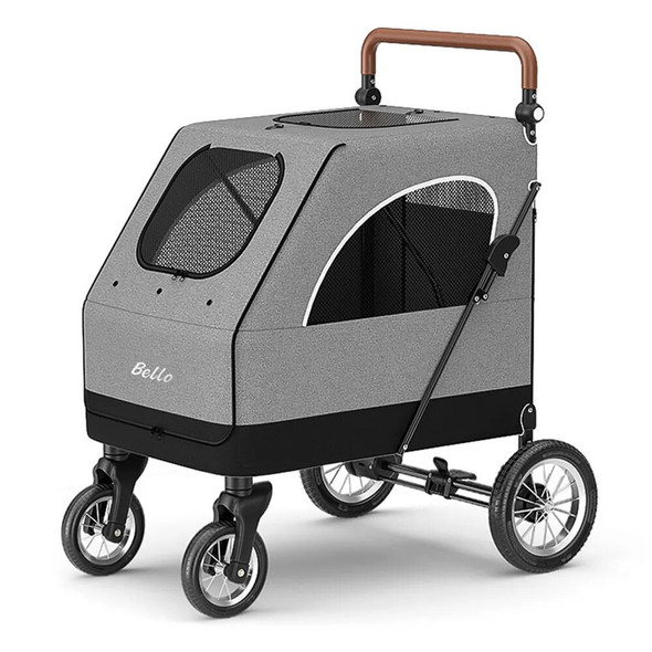 4-wheels Large Dog Cart with Folding Type Frame Portable Carrier Cats and Dogs Stroller for 50KG Pet To Carrying L01G