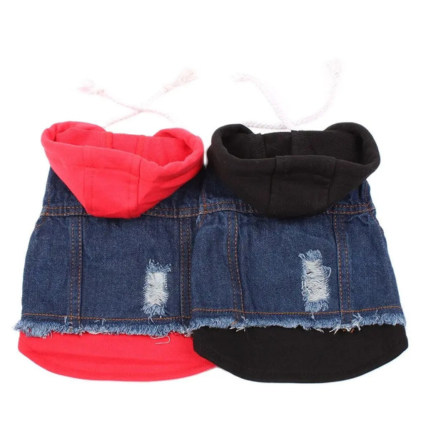 Dog Cat Jacket Vest Denim Pet Puppy Coat Hoodie Spring/Autumn Clothing Apparel